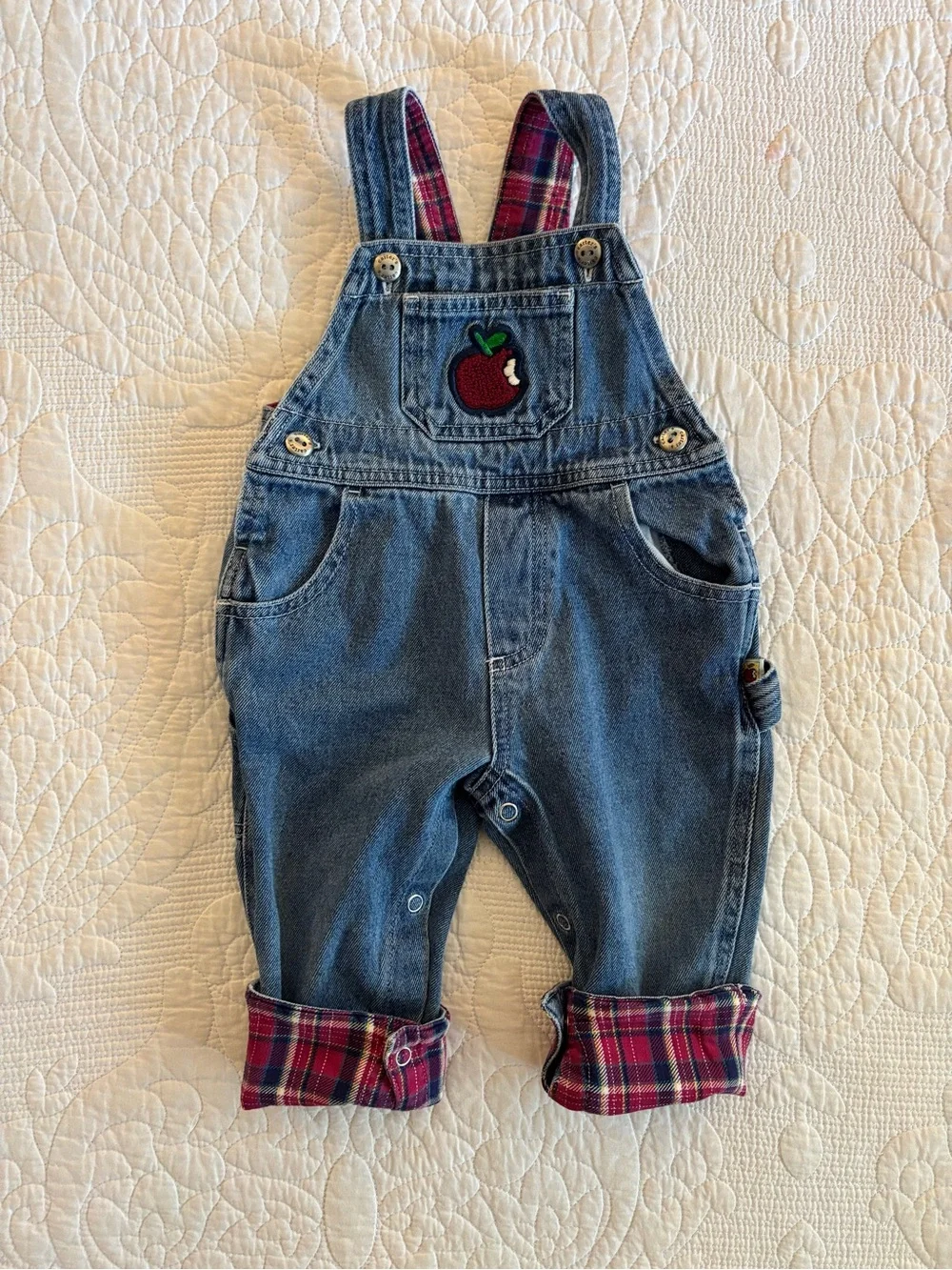 Vintage Carters Denim Apple Overalls for Kids - Blue